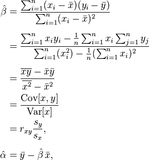estimated simple linear regression equation